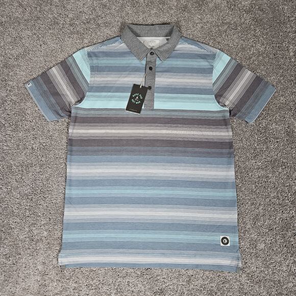 Linksoul Shirt Mens Small Gray Polo Stripes Golf Preppy Make Par Not War - Picture 1 of 10